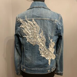 Upcycled Koi Fish Hand-Embellished Women’s Levi’s Jean Jacket, size S